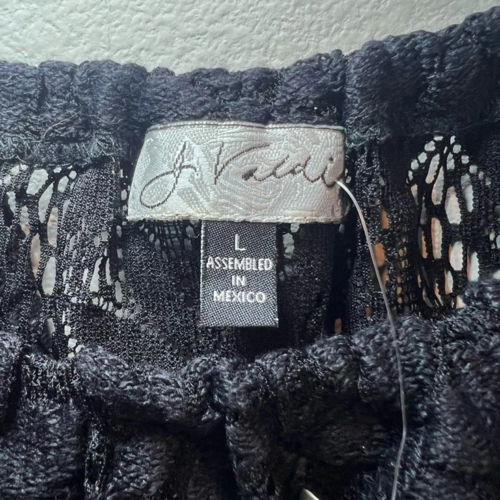 J. Valid Floral Crochet Lace Tunic Swim Cover Up Dress Black Vacation  NEW Large